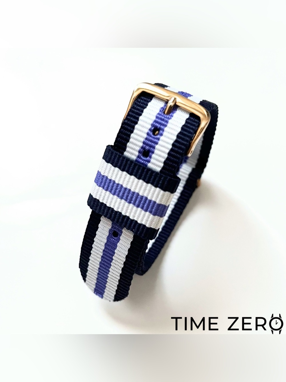 New Purple/White/Bkue Ribbed Nylon NATO Watch Strap (CLEARANCE)